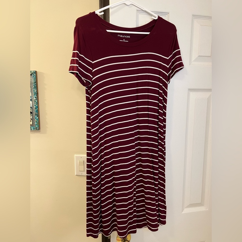 Maurice’s Maroon striped midi dress. Size S